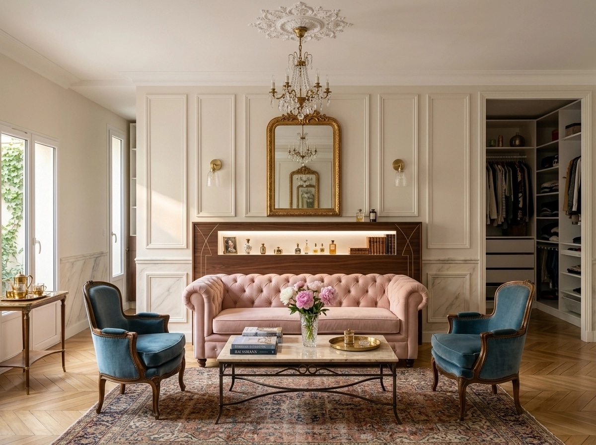 French Parisian Living Room design — interior photo by GenRoom AI