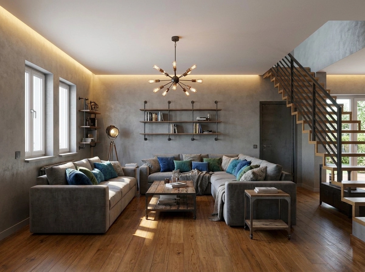 Interior design in Loft / Industrial style — Living Room by GenRoom AI