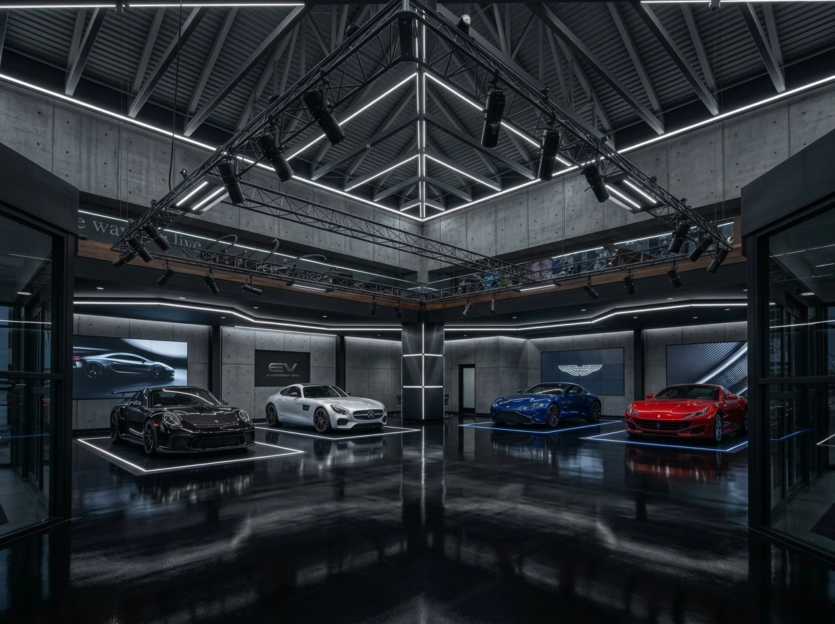 Interior design in Blacktec style — showroom by GenRoom AI