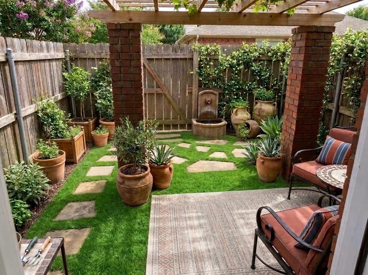 Landscape design in Mediterranean Yard style — Yard by GenRoom AI