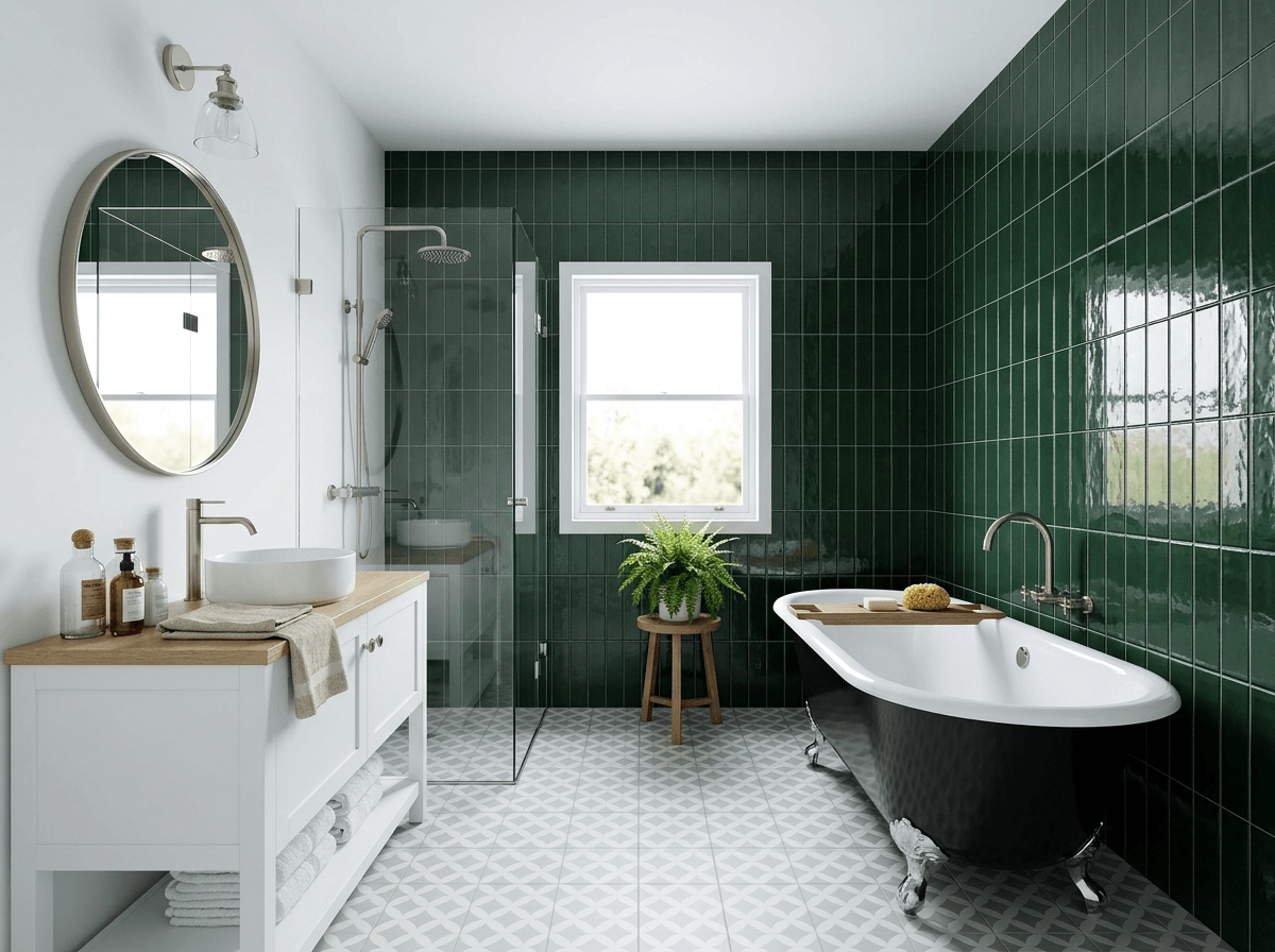 Bathroom interior in Coastal / Hamptons style — photo by GenRoom AI