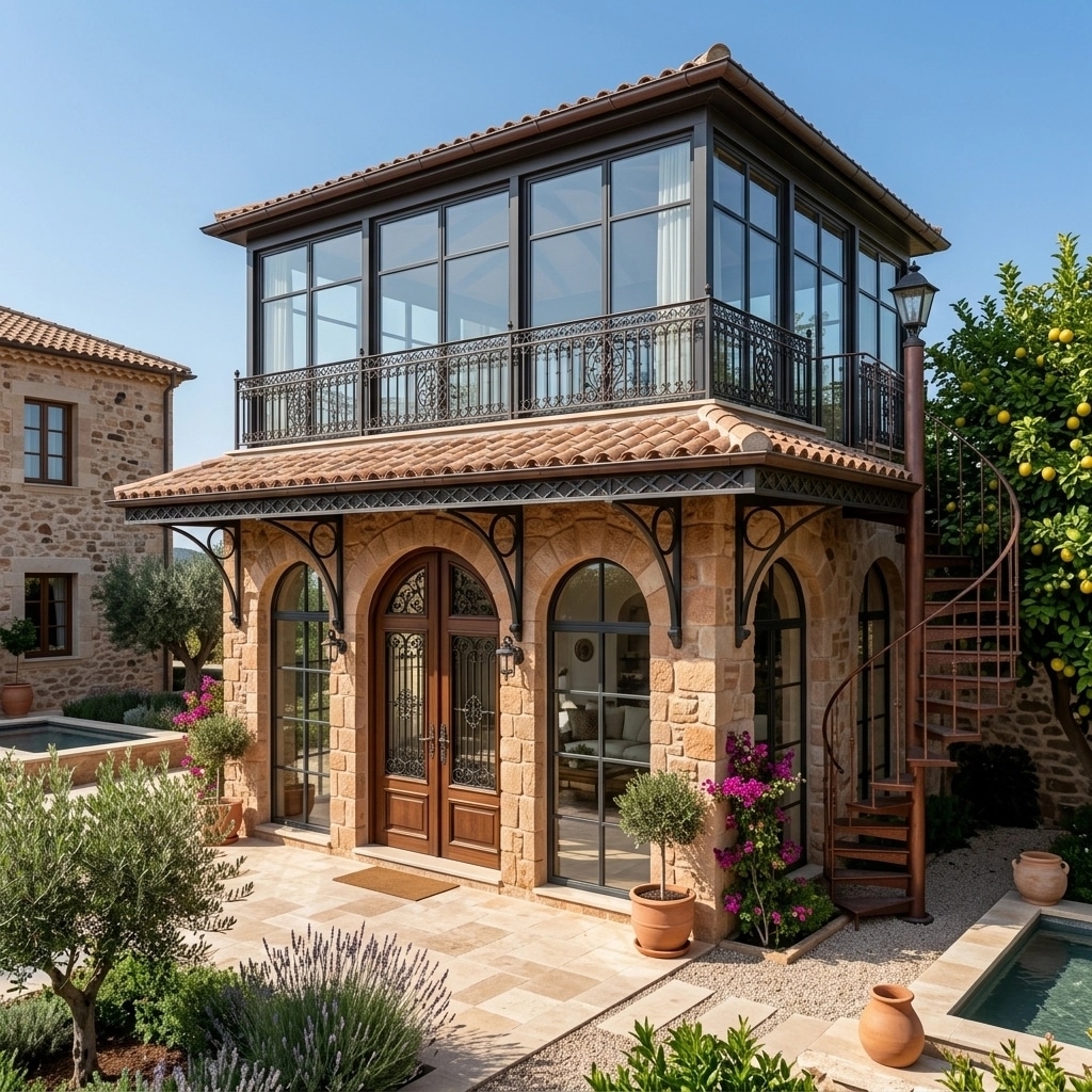 Facade design in Mediterranean Facade style — photo by GenRoom AI