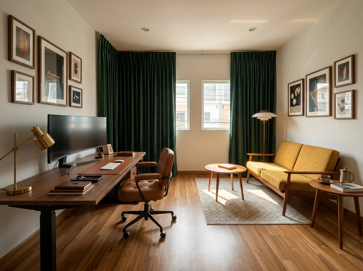 Office interior in Mid-Century Modern style — photo by GenRoom AI