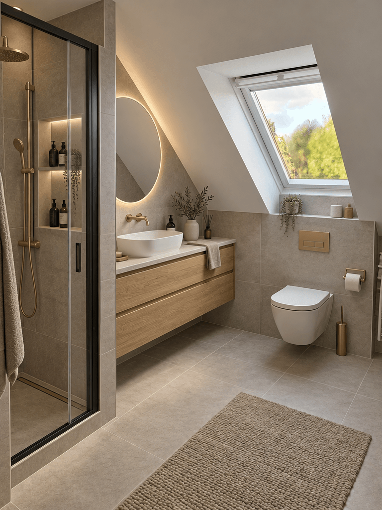 Bathroom interior in Minimalism style — photo by GenRoom AI