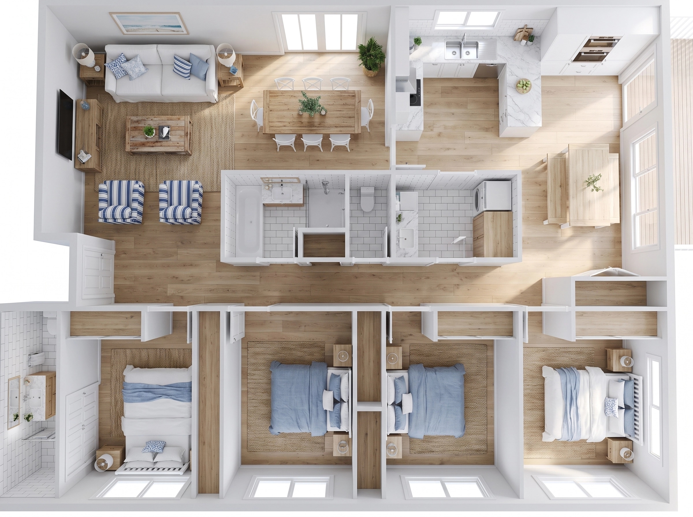 Interior design in Coastal / Hamptons style — Living Room by GenRoom AI