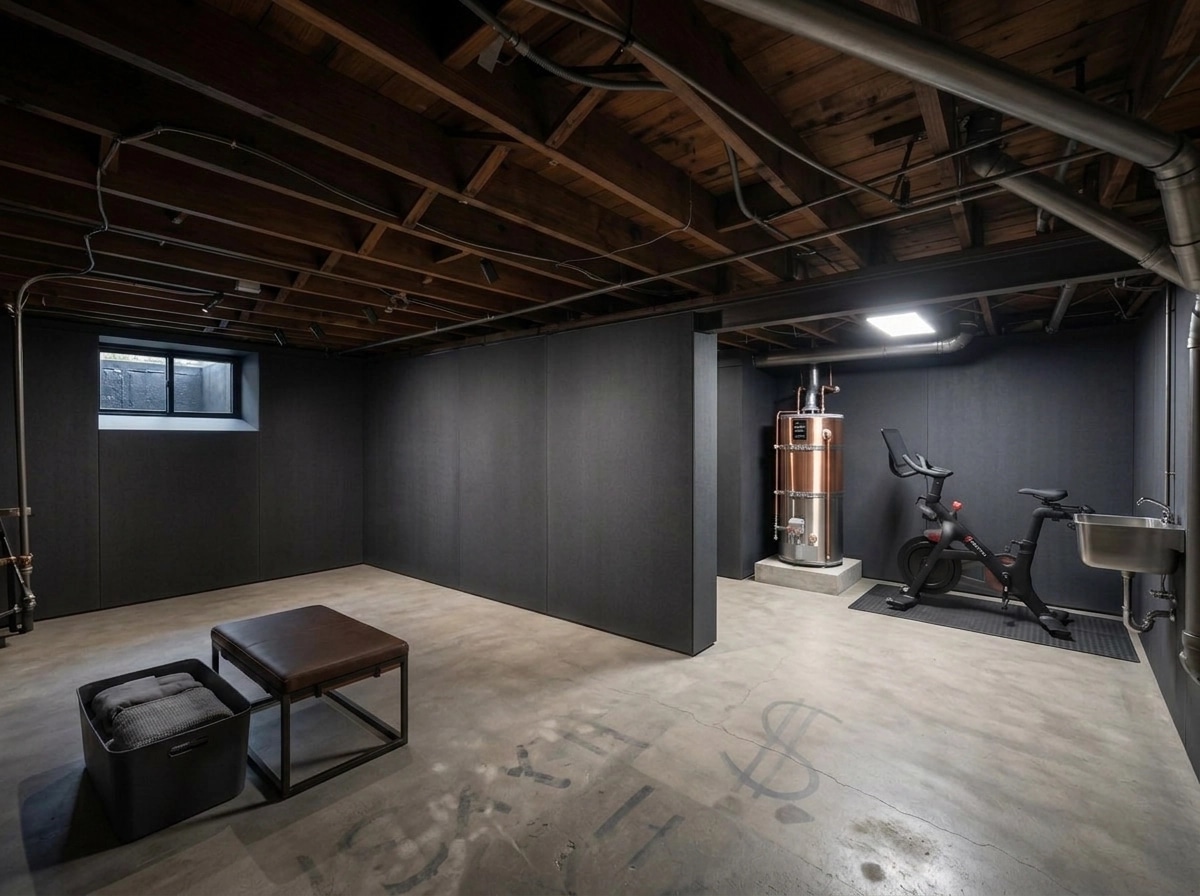 Interior desain di Minimalism gaya — basement oleh GenRoom AI