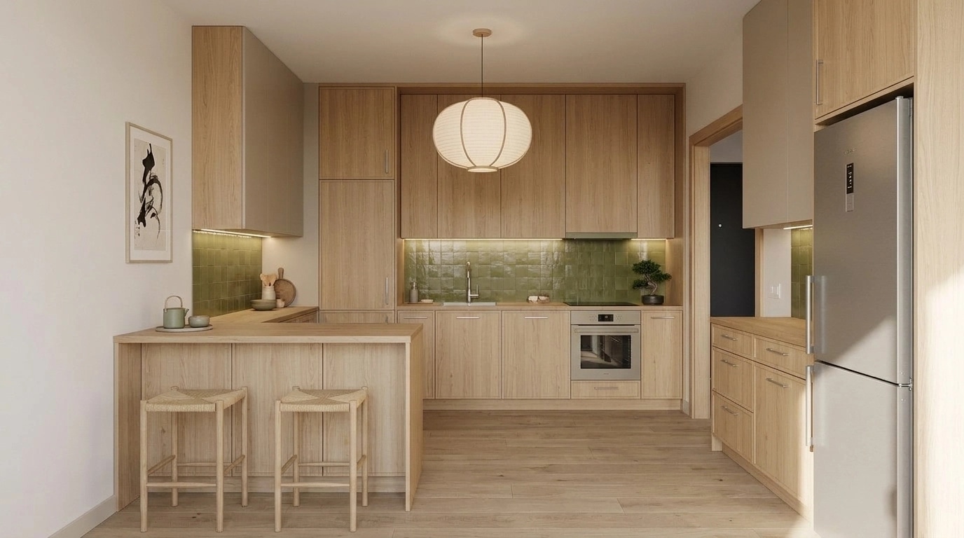 Japandi Kitchen design — interior photo by GenRoom AI