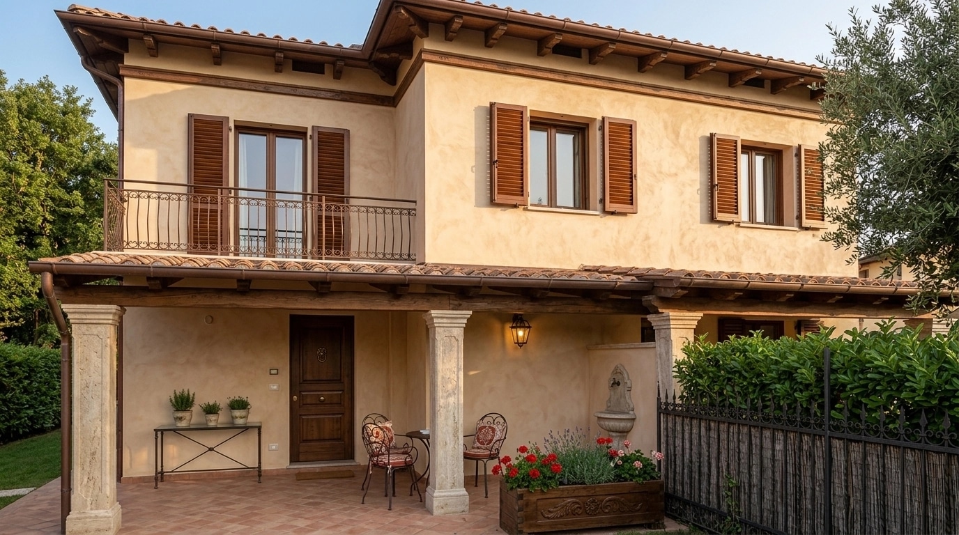 Italian Villa Facade Facade design — facade photo by GenRoom AI