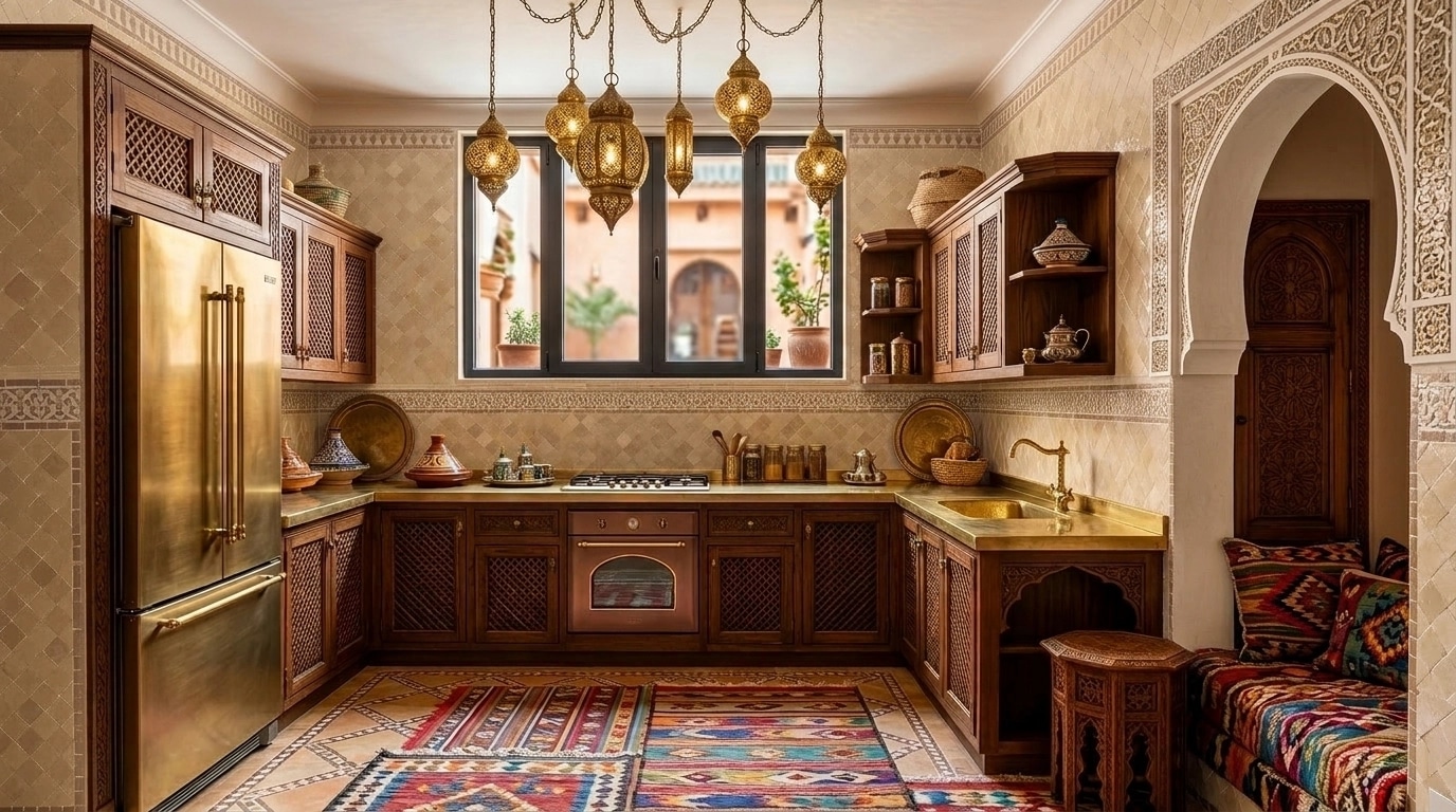 Kitchen interior in Arabian / Moroccan style — photo by GenRoom AI