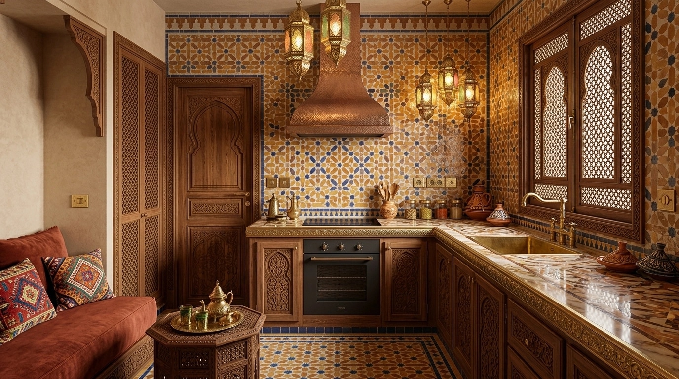 Kitchen interior in Arabian / Moroccan style — photo by GenRoom AI