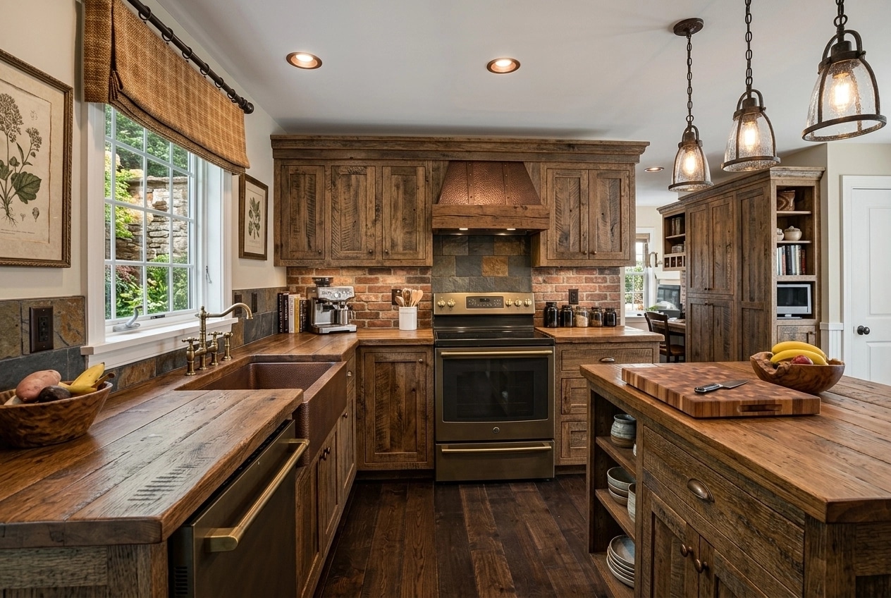 Kitchen interior in Rustic style — photo by GenRoom AI