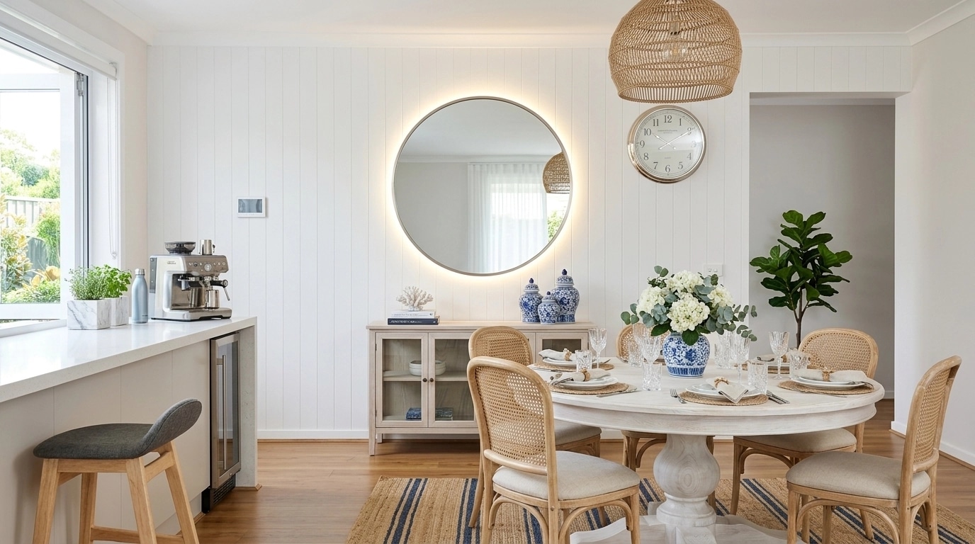 Design de interiores em estilo Coastal / Hamptons — dining_room por GenRoom AI