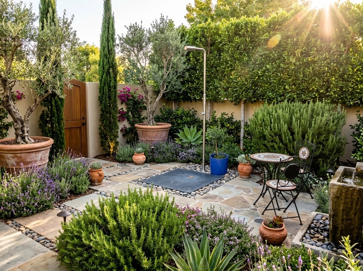 Landscape design in Mediterranean Yard style — Yard by GenRoom AI