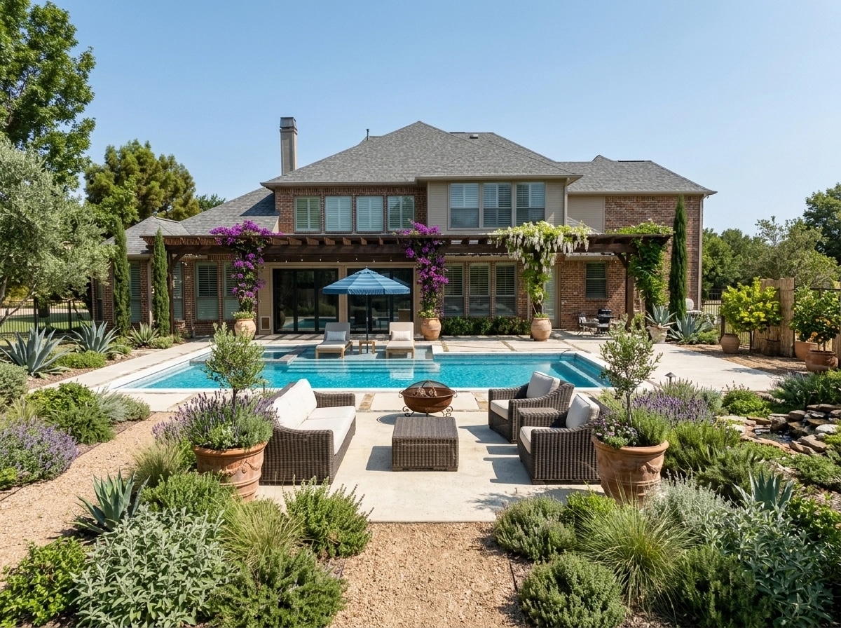 Landscape design in Mediterranean Yard style — Yard by GenRoom AI