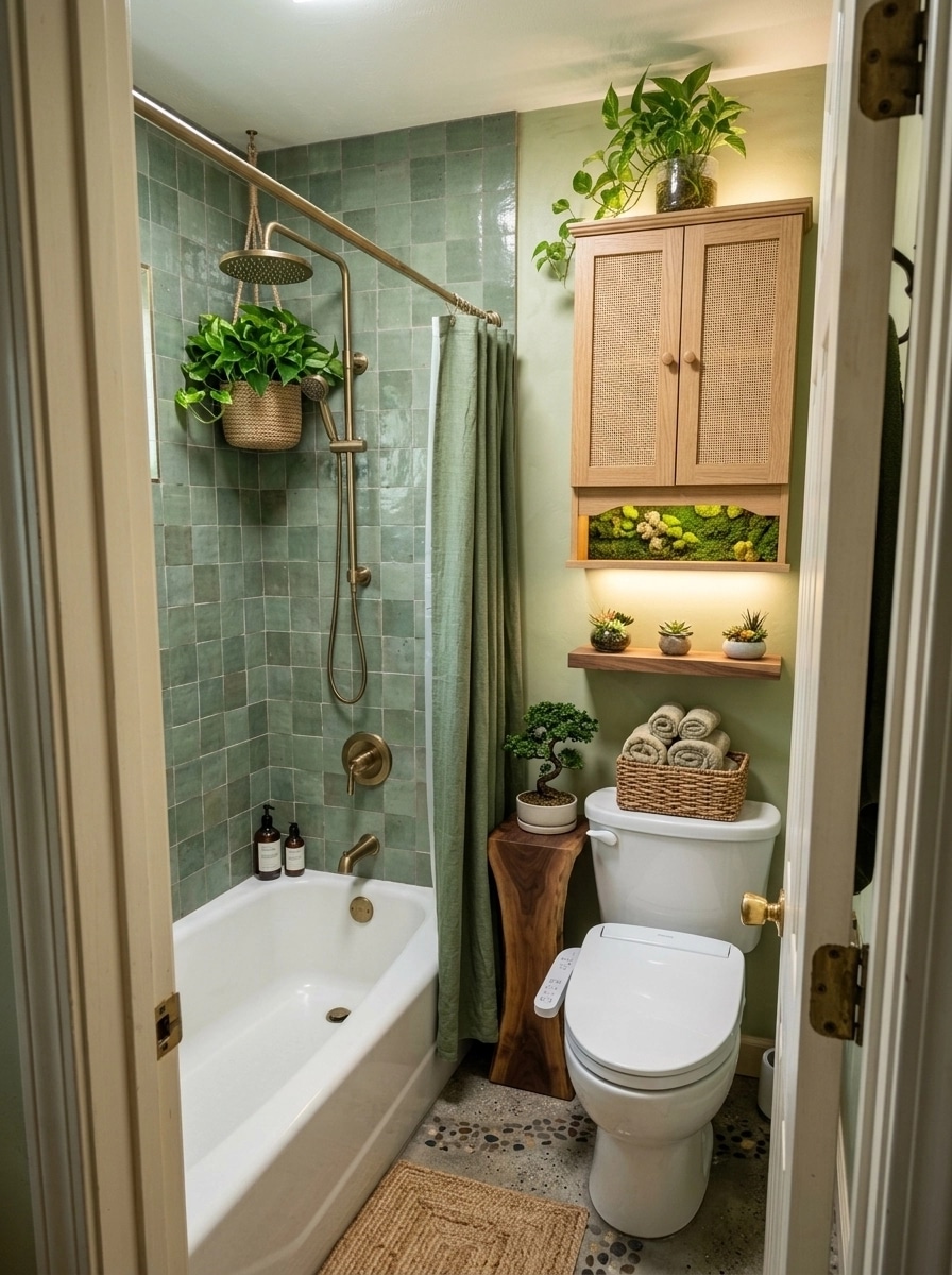 Bathroom interior in Biophilic style — photo by GenRoom AI
