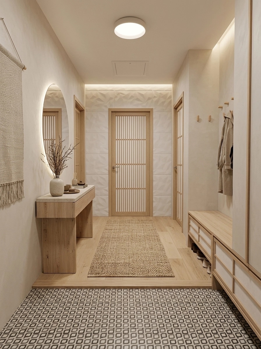 Hallway interior in Japandi style — photo by GenRoom AI