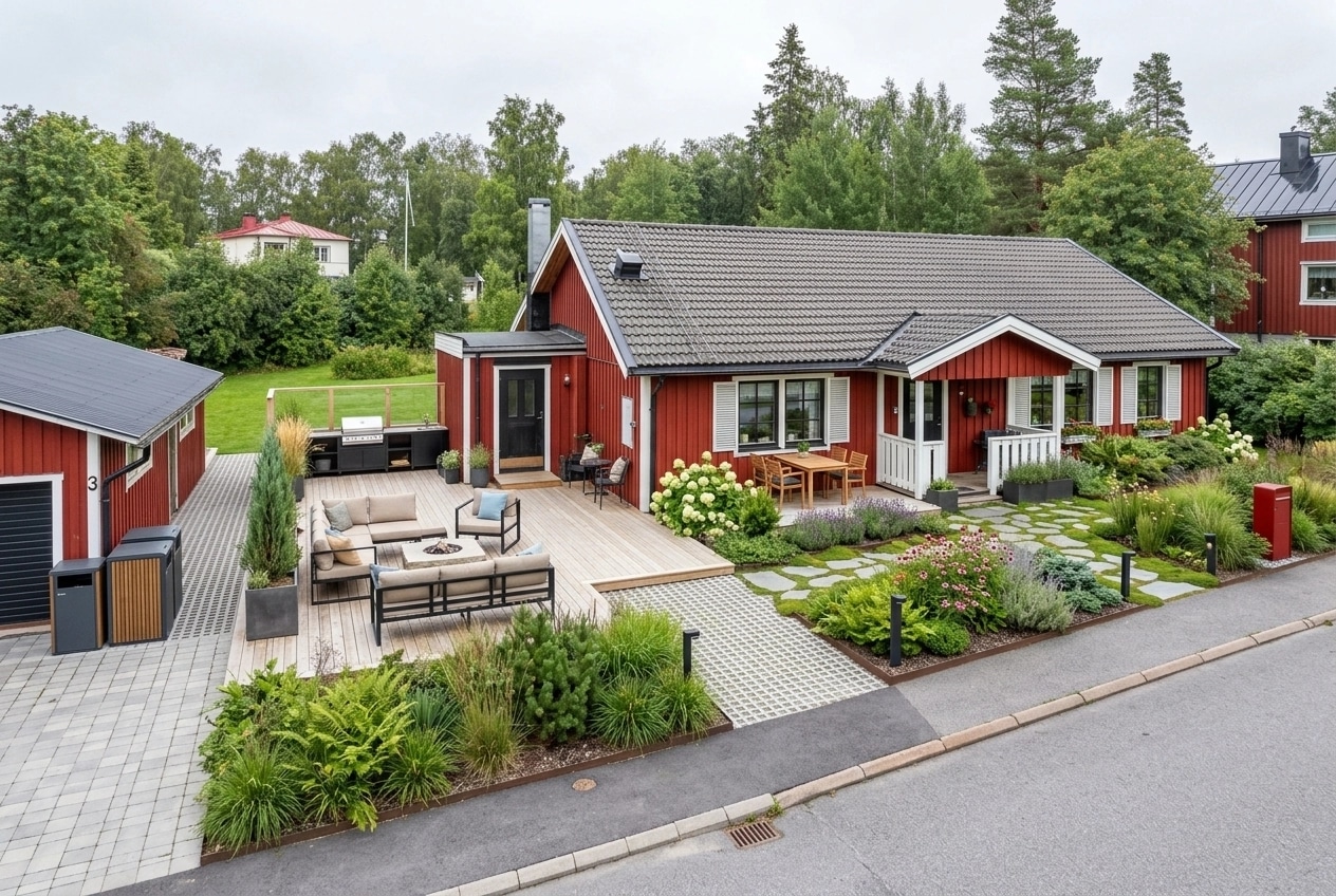 Landscape design in Scandinavian Garden style — Yard by GenRoom AI