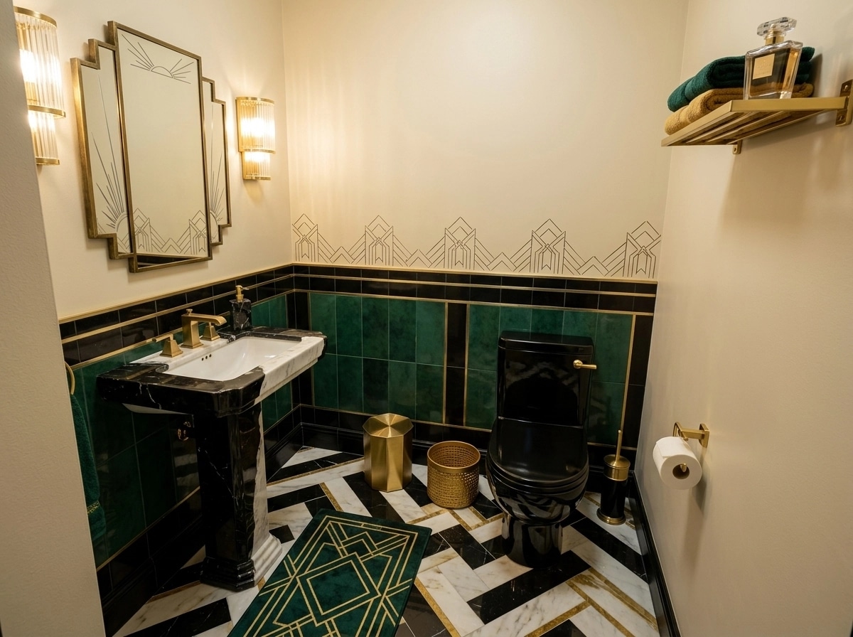Bathroom interior in Art Deco style — photo by GenRoom AI