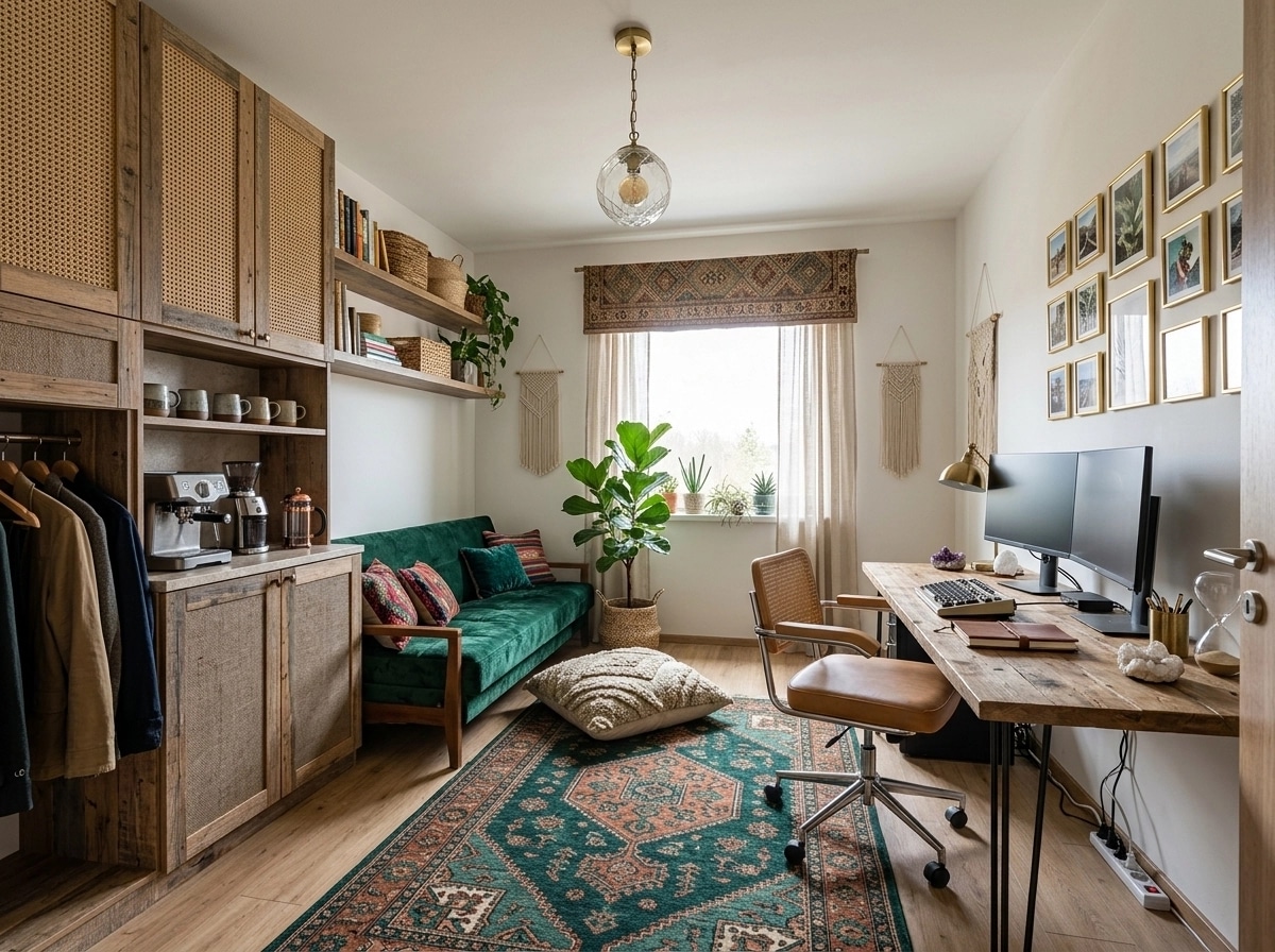 Interior design in Bohemian style — home_office by GenRoom AI