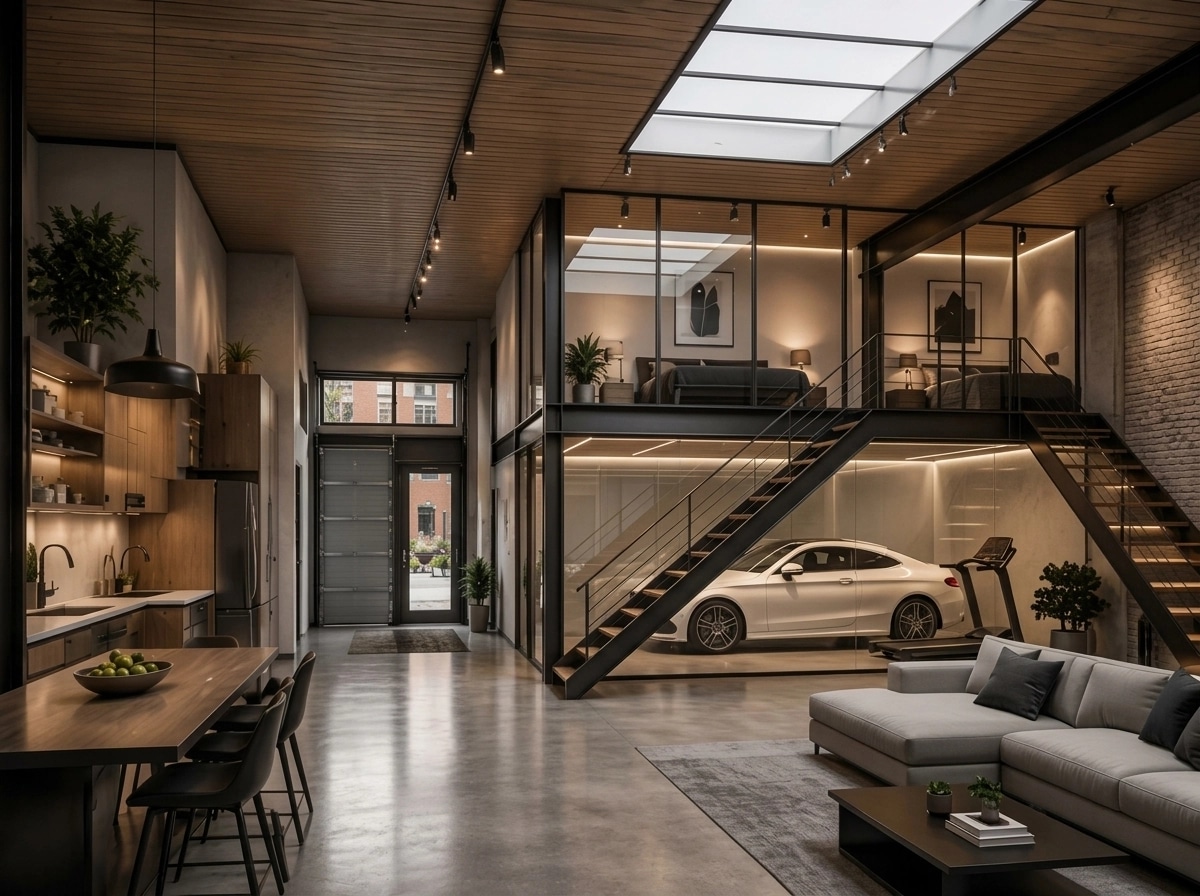 Interior design in Loft / Industrial style — studio by GenRoom AI