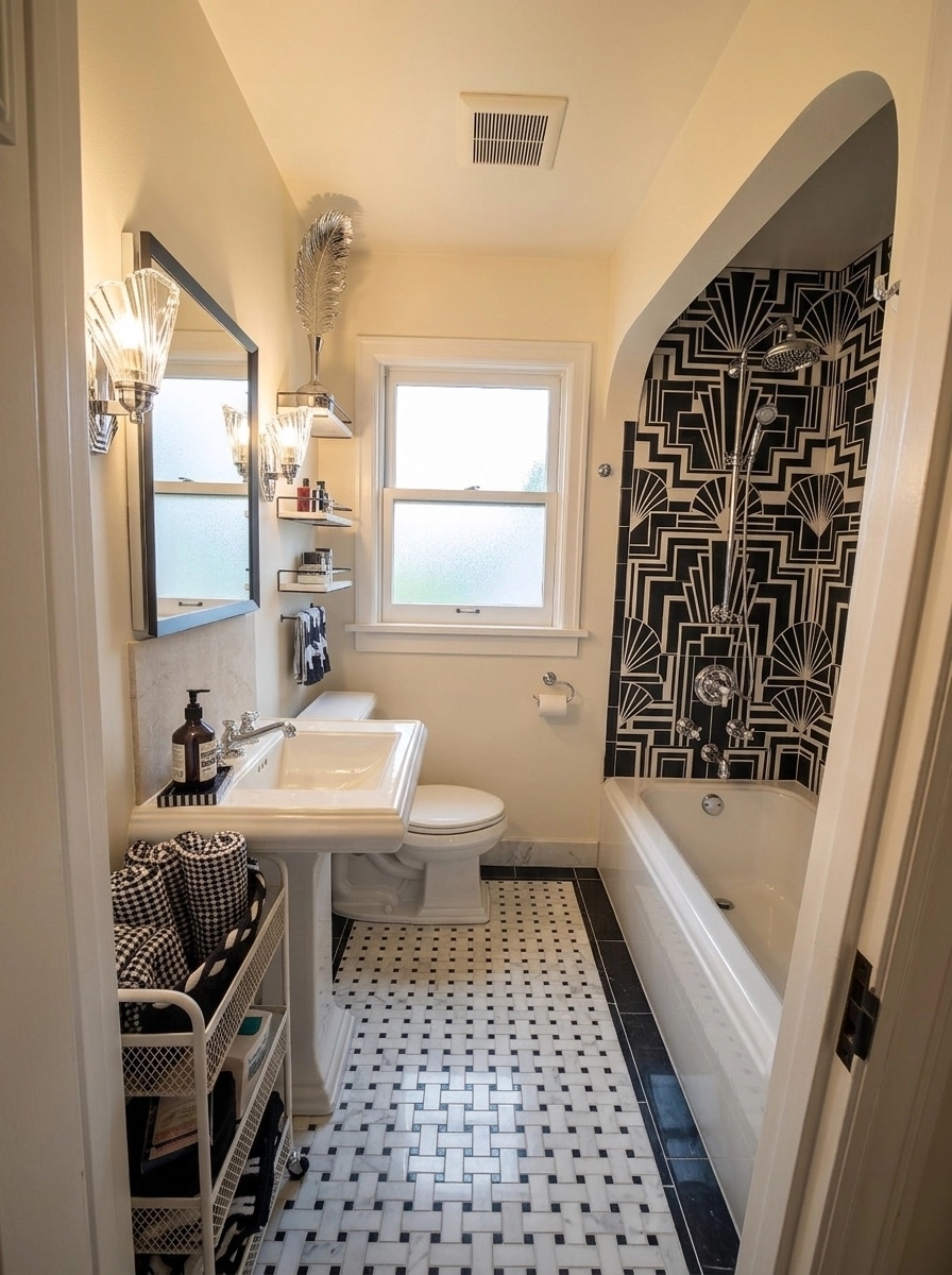 Bathroom interior in Art Deco style — photo by GenRoom AI