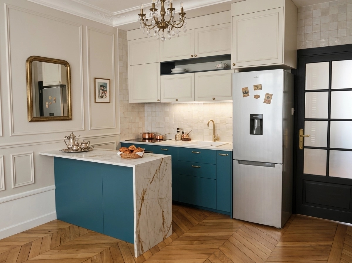 Kitchen interior in French Parisian style — photo by GenRoom AI