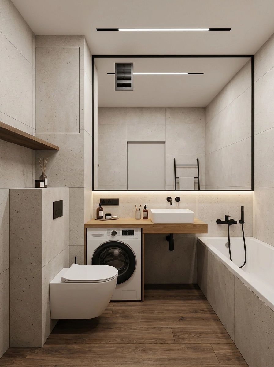 Bathroom interior in Minimalism style — photo by GenRoom AI