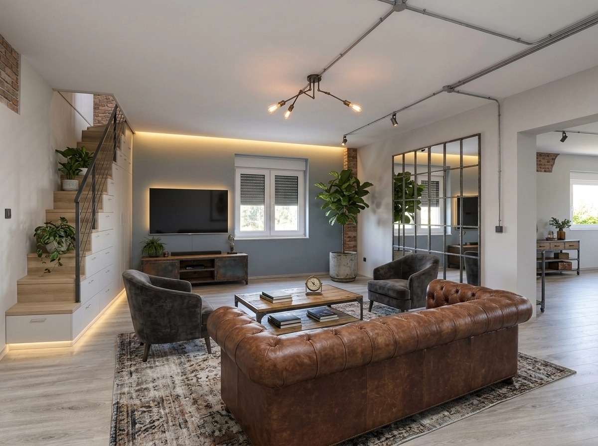 Interior design in Loft / Industrial style — Living Room by GenRoom AI