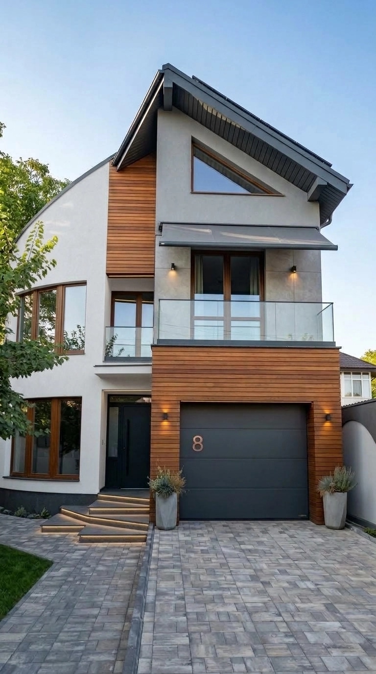 Fasad desain di Contemporary Facade gaya — Fasad oleh GenRoom AI
