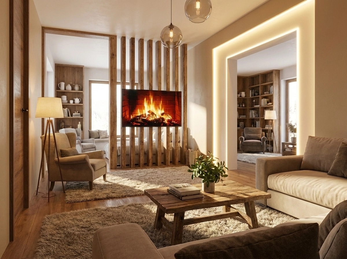 Интерьер дизайны Coastal / Hamptons стилінде — GenRoom AI жасаған Қонақ бөлме