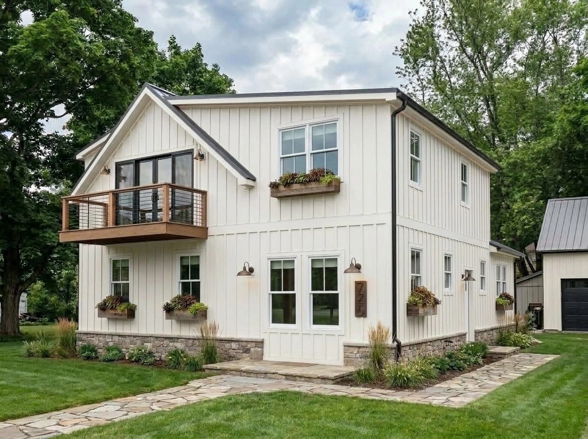 Facade design in Barnhouse Facade style — photo by GenRoom AI