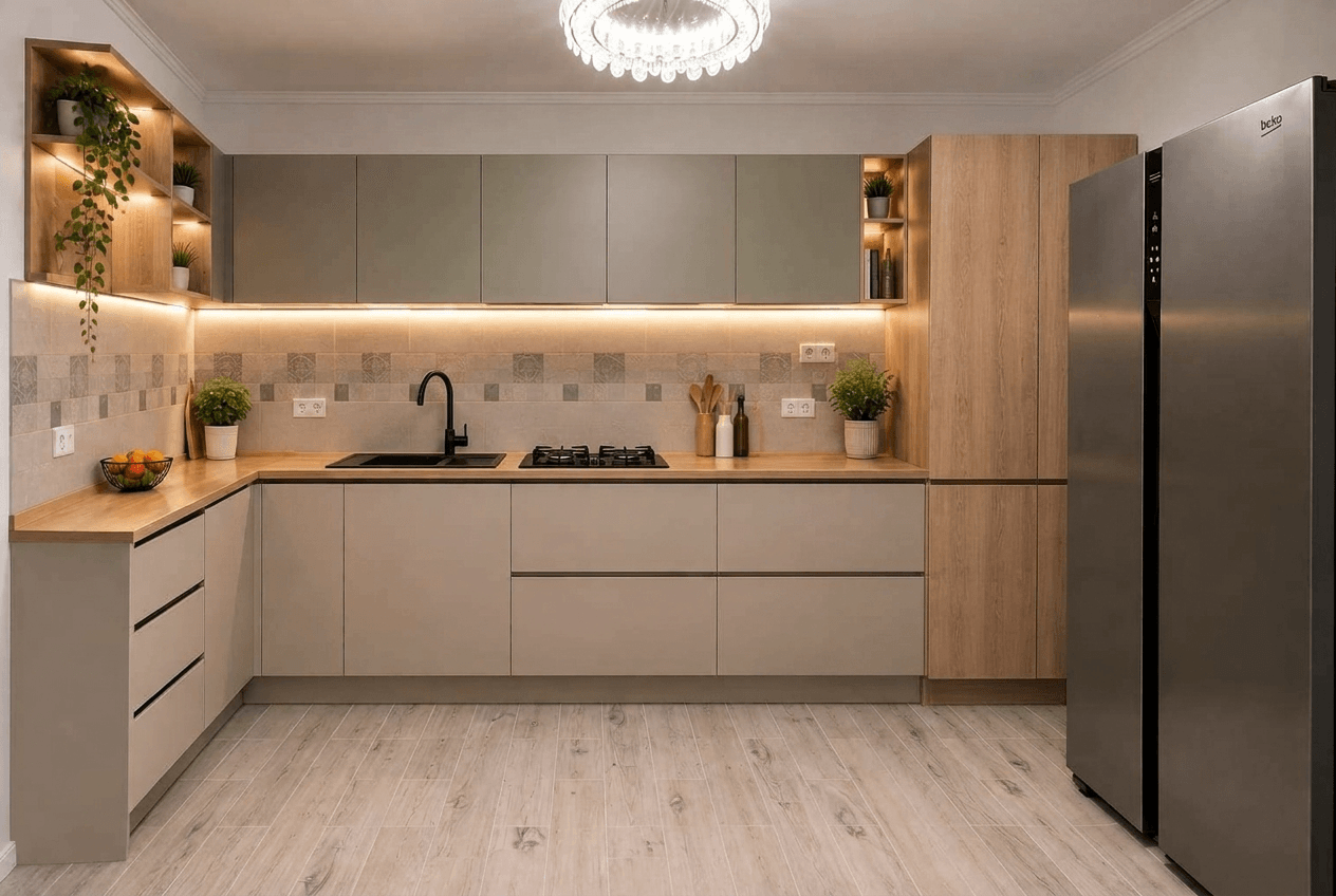 Kitchen interior in Minimalism style — photo by GenRoom AI