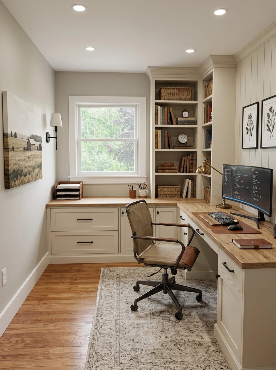 Office interior in Modern Farmhouse style — photo by GenRoom AI