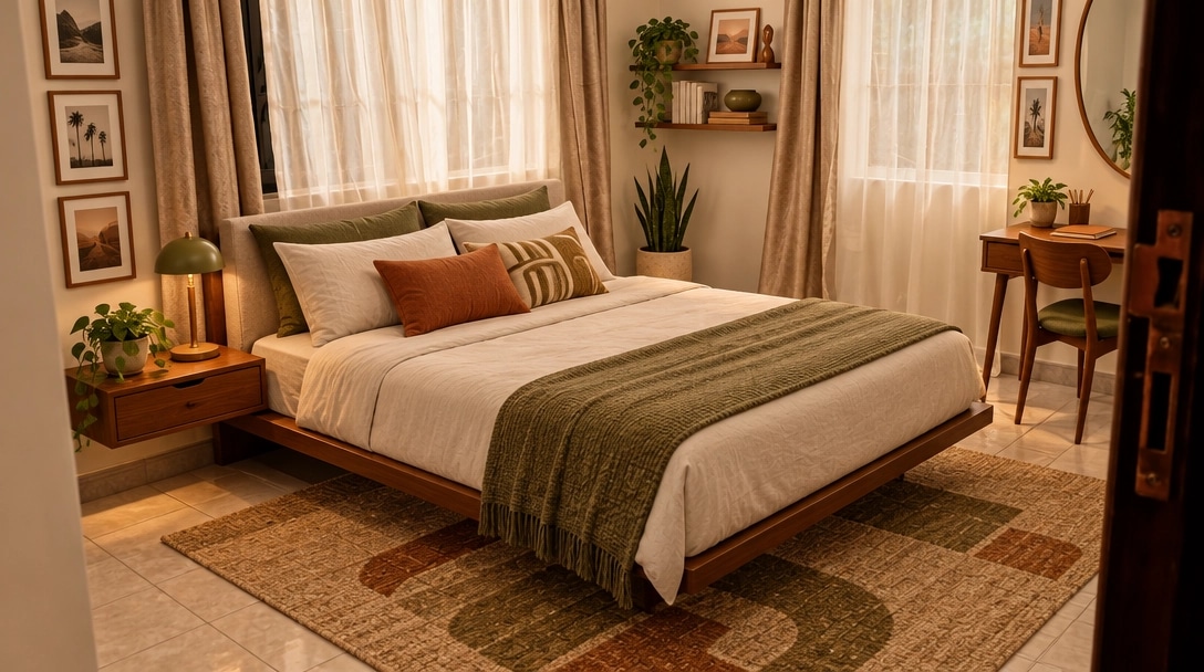 Interior design in Mid-Century Modern style — Bedroom by GenRoom AI
