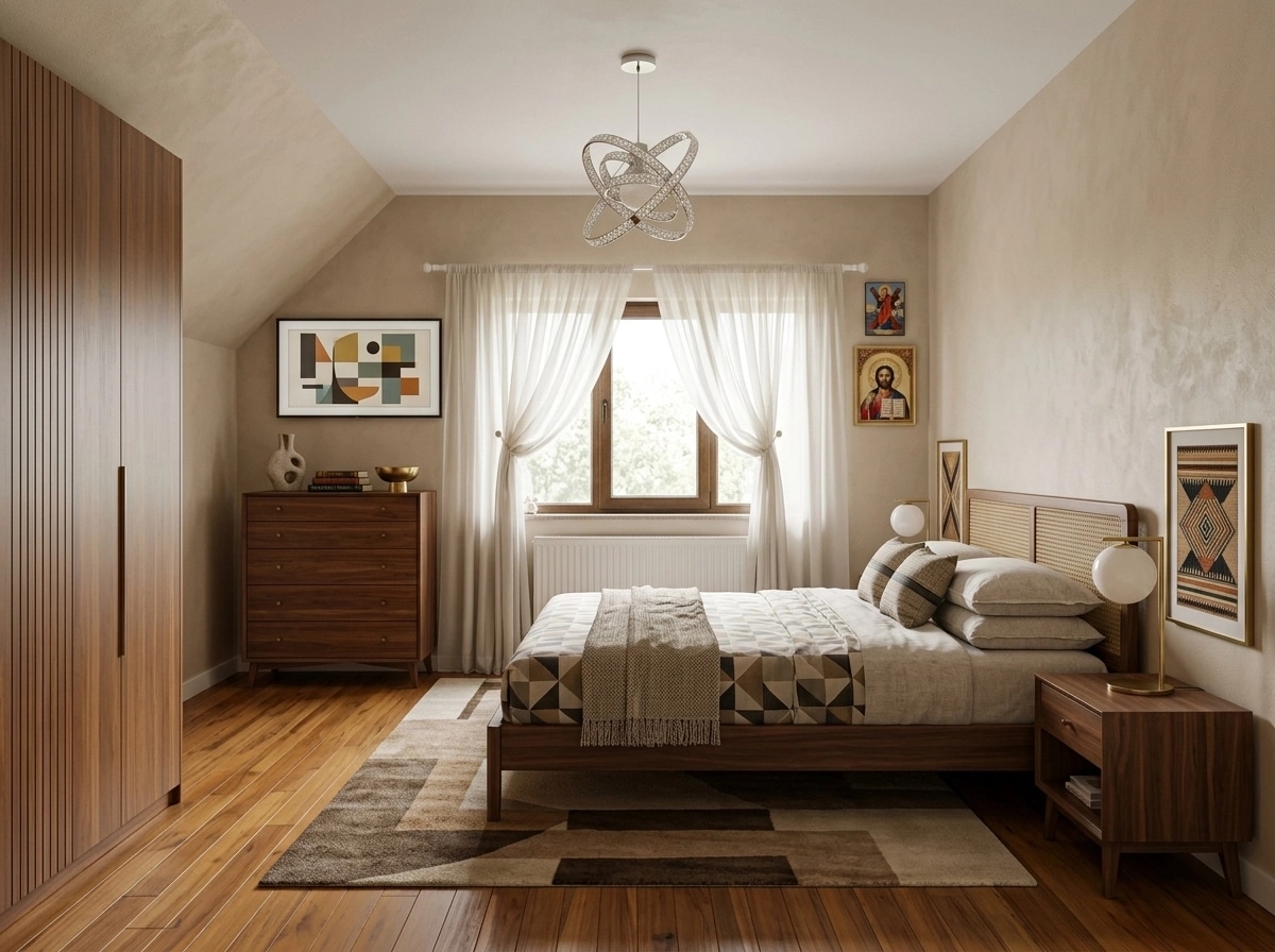 Interior design in Mid-Century Modern style — Bedroom by GenRoom AI