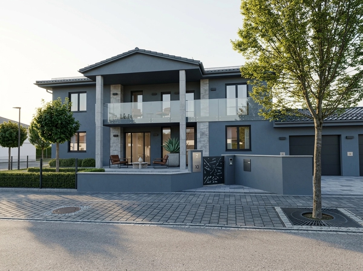 Facade design in German Modernist Facade style — photo by GenRoom AI