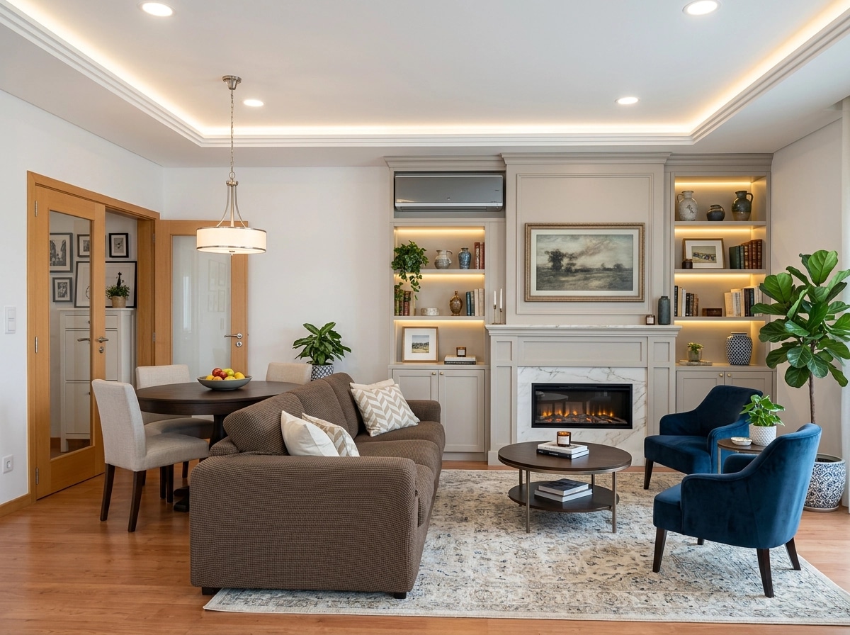 Transitional Ruang Tamu design — interior photo by GenRoom AI