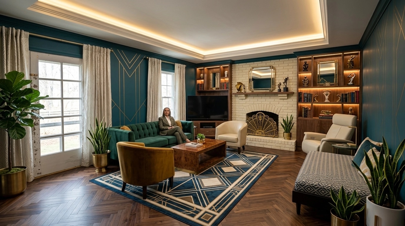 Art Deco Living Room design — interior photo by GenRoom AI