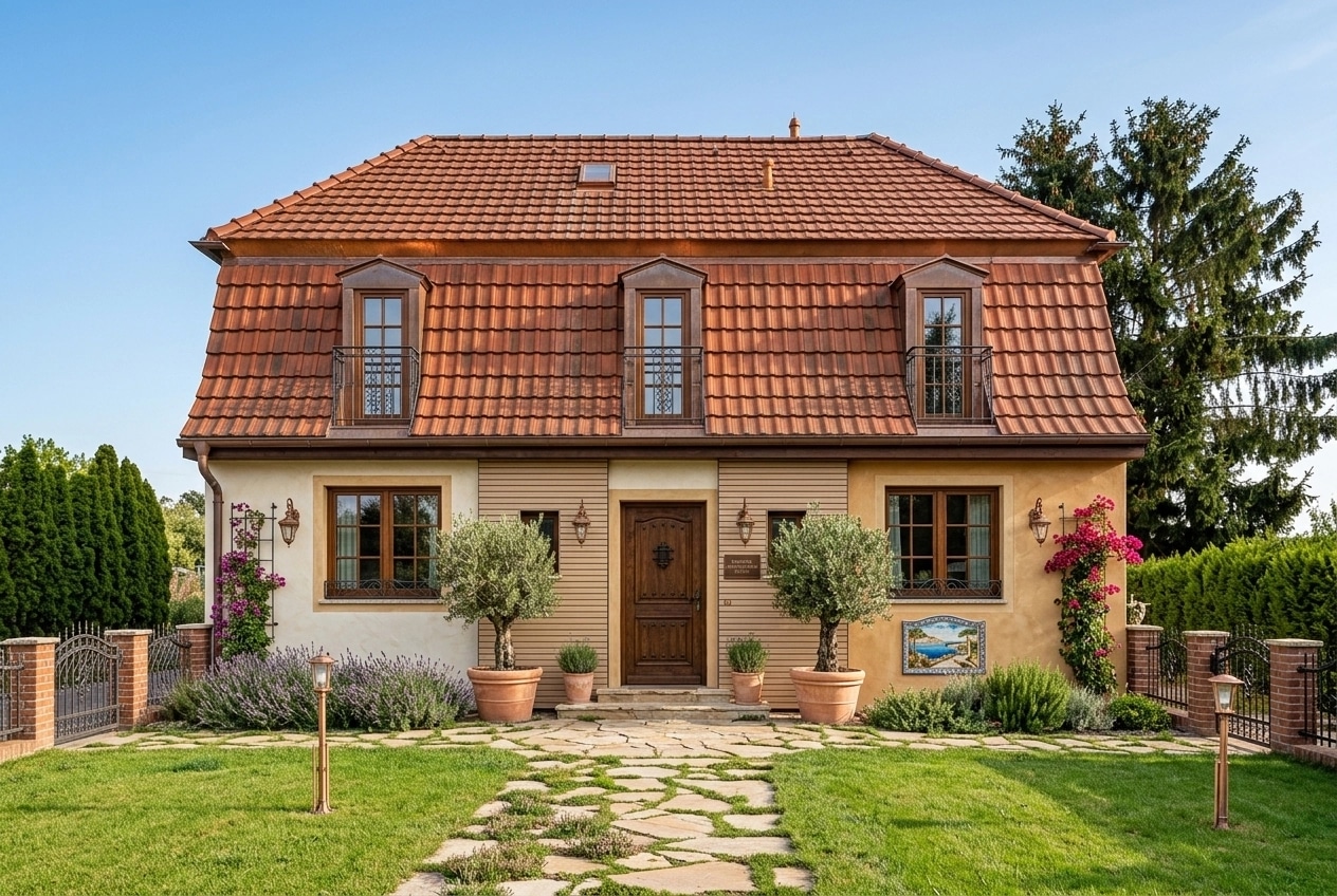 Facade design in Mediterranean Facade style — photo by GenRoom AI