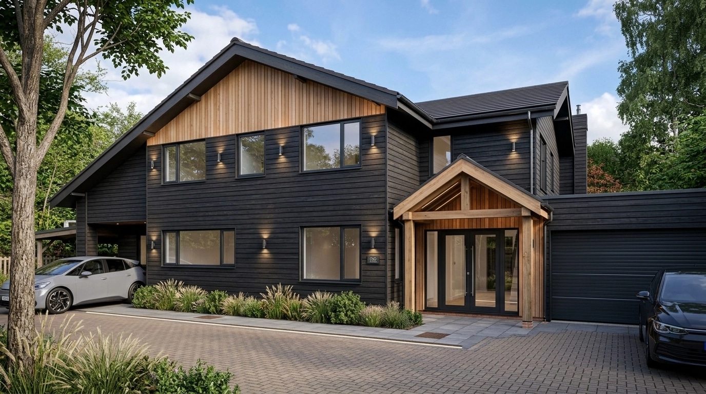 Cephe tasarımı Barnhouse Facade stili — Cephe GenRoom AI
