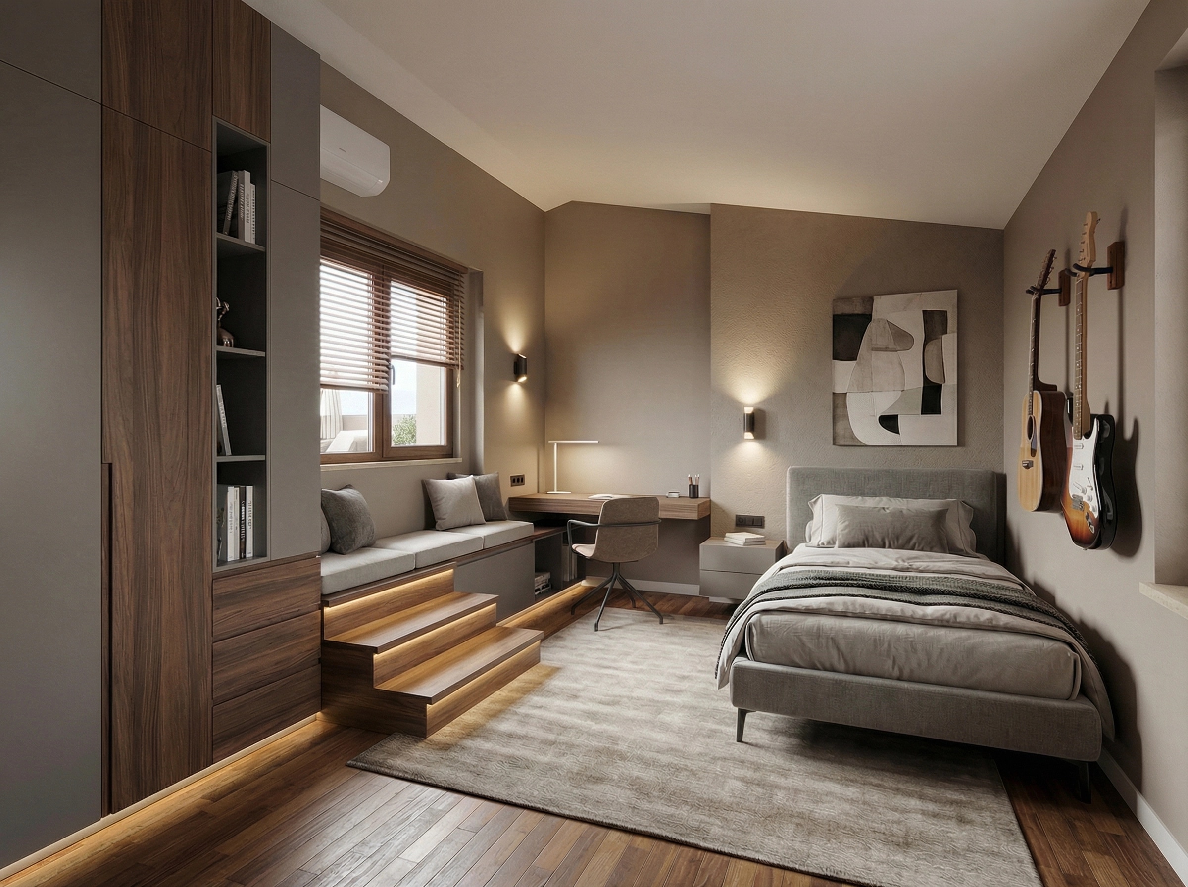 التصميم الداخلي بنمط Contemporary — غرفة النوم من GenRoom AI