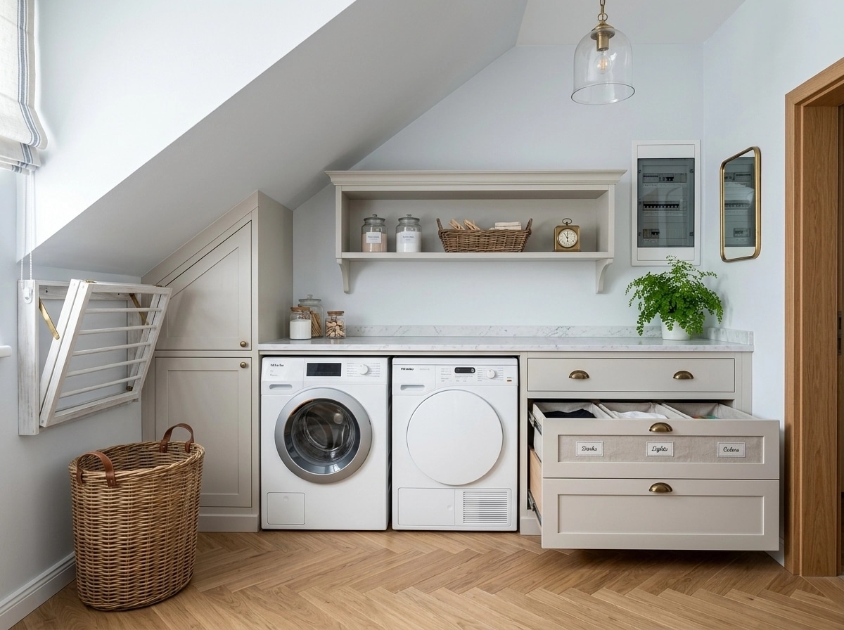 Diseño de interiores en estilo Coastal / Hamptons — laundry por GenRoom AI
