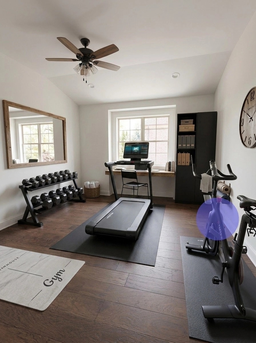 Interior design in Modern Farmhouse style — gym by GenRoom AI