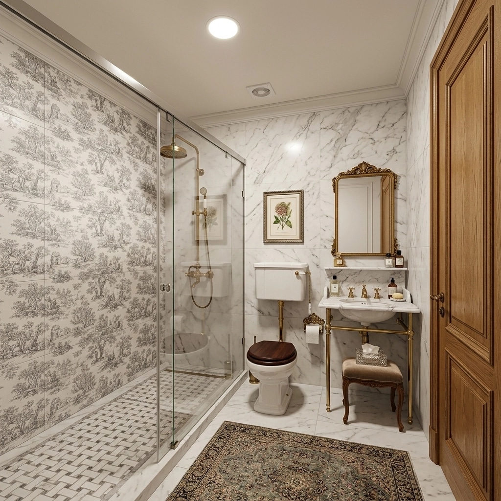 Bathroom interior in French Parisian style — photo by GenRoom AI
