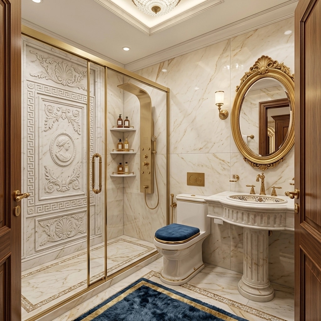 Bathroom interior in Neoclassic style — photo by GenRoom AI