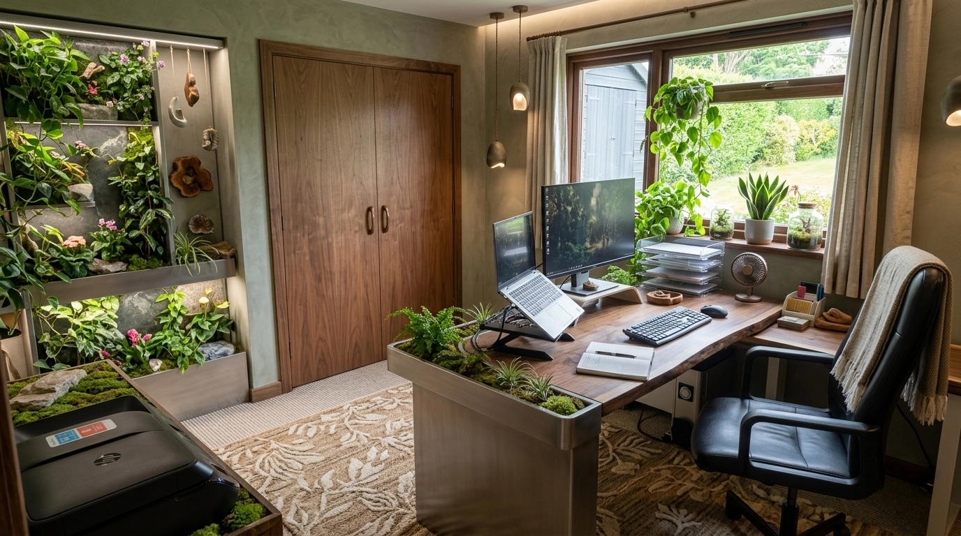 Office interior in Biophilic style — photo by GenRoom AI
