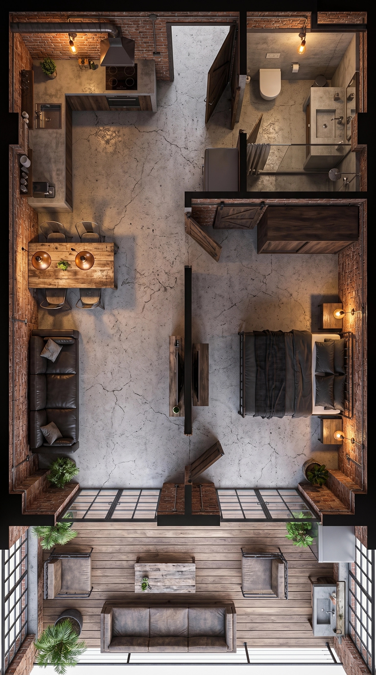 Interior design in Loft / Industrial style — Living Room by GenRoom AI