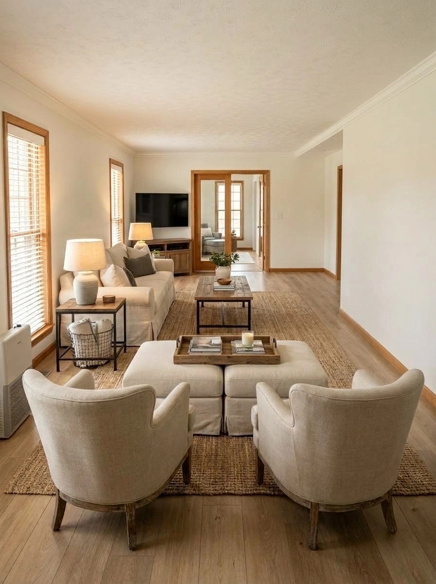Modern Farmhouse Living Room design — interior photo by GenRoom AI