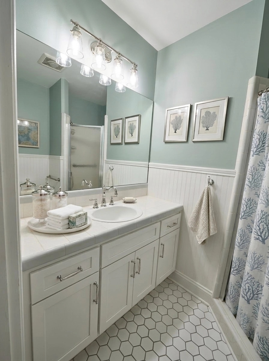 Interior design in Coastal / Hamptons style — Bathroom by GenRoom AI