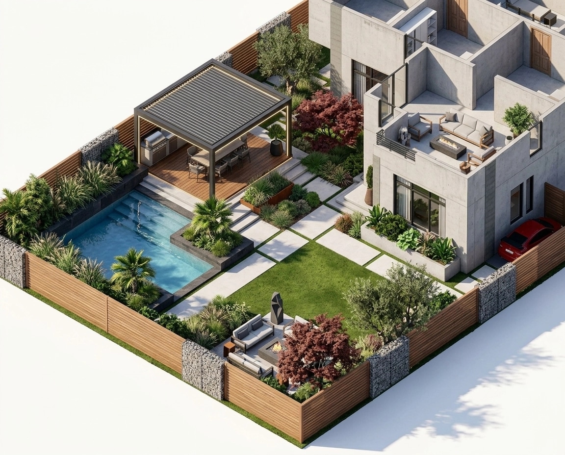 Landscape design in Contemporary Yard style — Yard by GenRoom AI